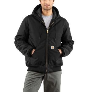 NWT Carhartt Men's J131 Thermal Lined Hooded Duck Active Jacket, Black, Small